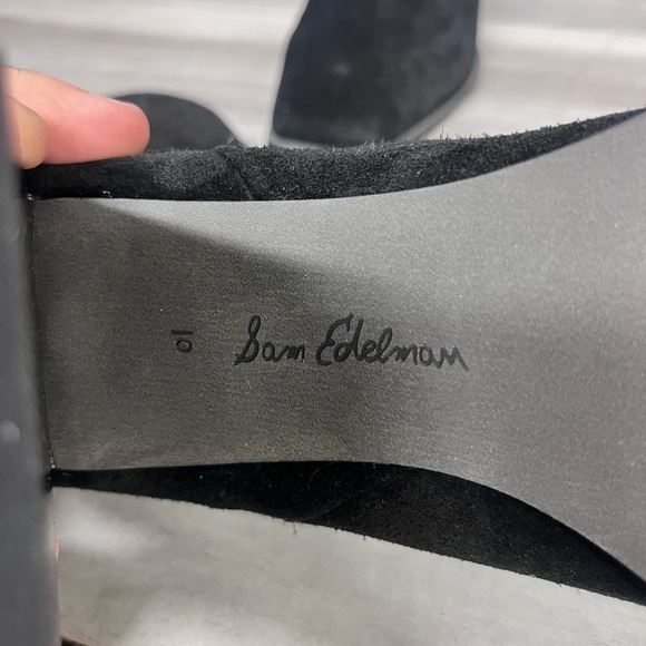 Sam Edelman Ivette Block Heel Boots Womens 10 Black Ankle Sleek Cute Sexy - Picture 6 of 8